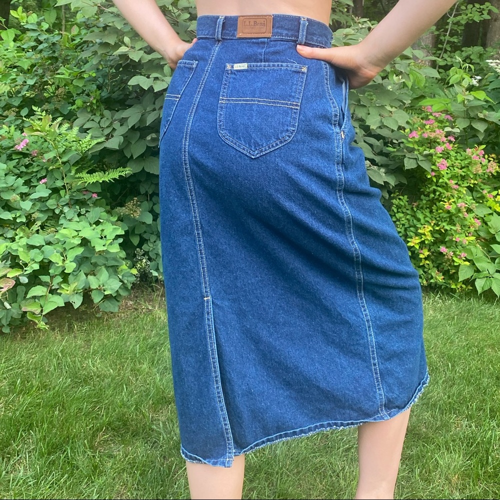 vintage LL Bean denim midi skirt